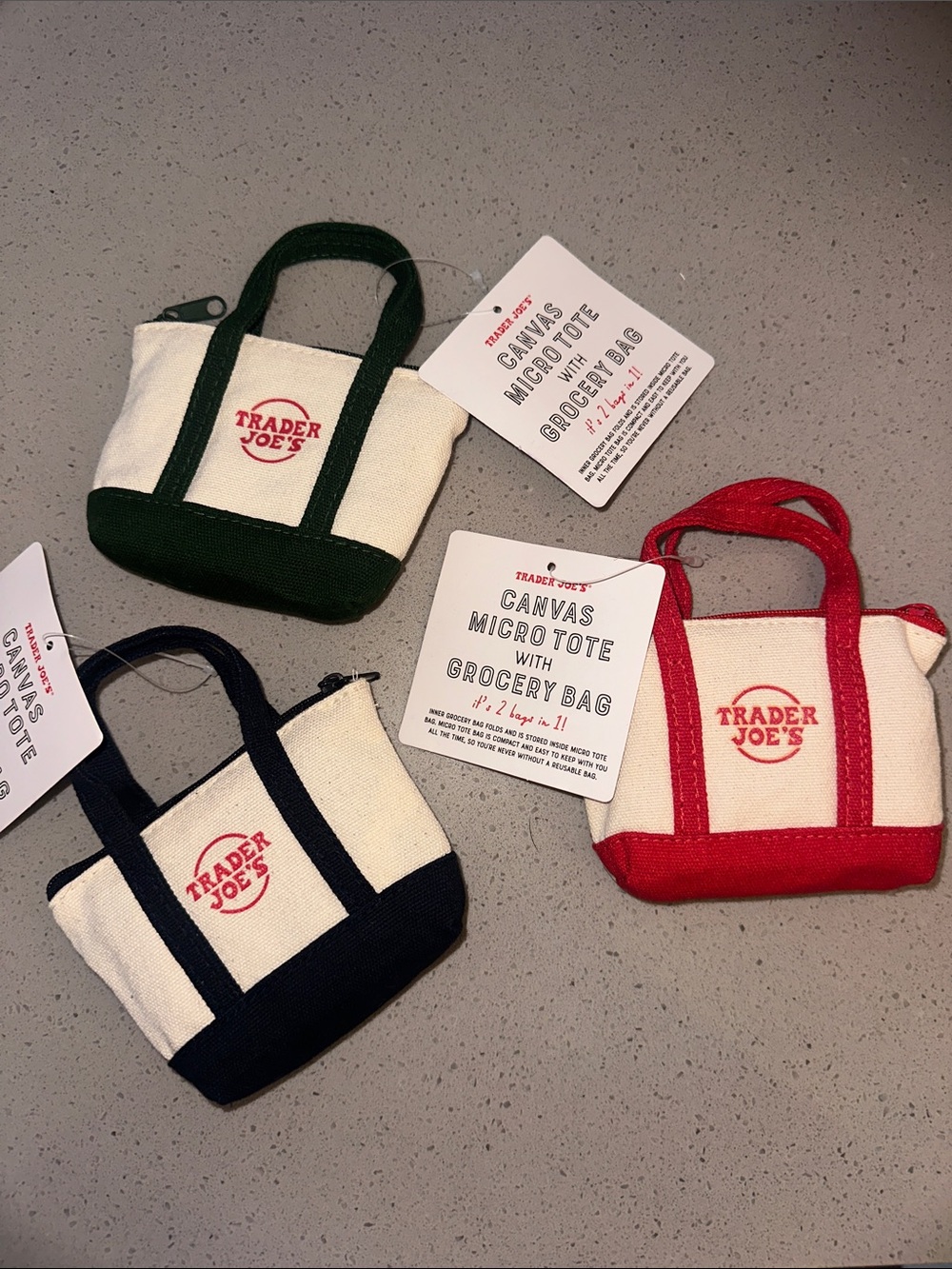 Trader Joe's Canvas Micro Tote - Red, Green, Navy